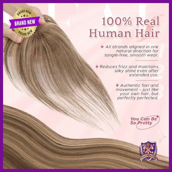 Human Hair Topper with Bangs 360° Lace Base Lightweight Hairpiece main image 7